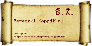Bereczki Koppány névjegykártya